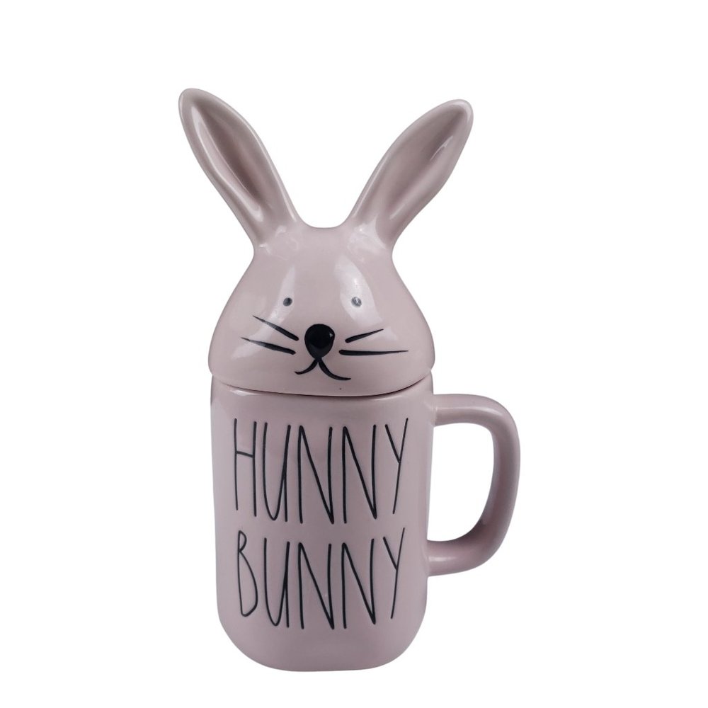 Rae Dunn Hunny Bunny Pink Easter Mug with Ears Topper Traditional LL Magenta